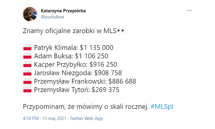 ROCZNE ZAROBKI Polaków w MLS!